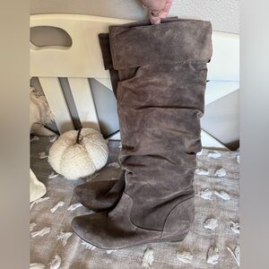 Jessica Simpson low wedge suede knee high boots!